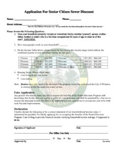 senior citizen sewer discount application